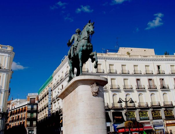 Statue in Plaza del Sol in Madrid
