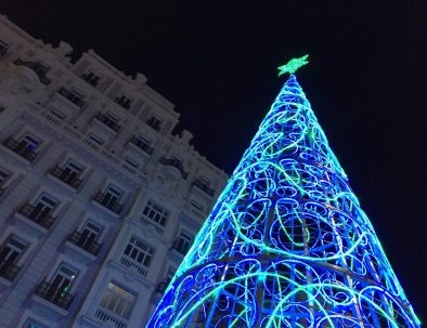 Christmas tree in Puerta del Sol in Madrid, Spain