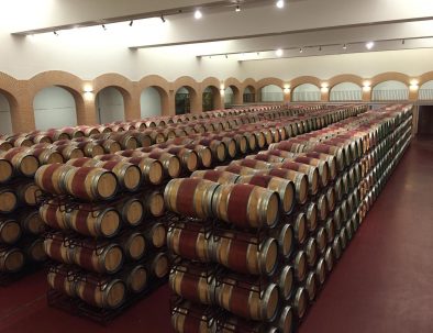 Oak barrels in a winery in Spain