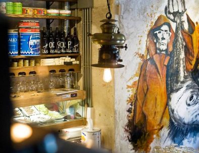 Wall inside a tapas bar in Barcelona
